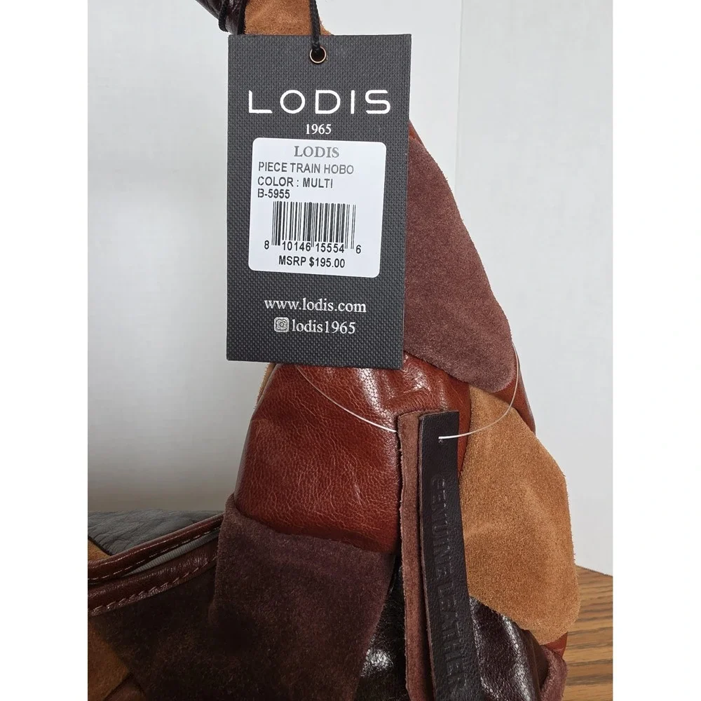 Lodis Piece Train Hobo Bag Patchwork Suede Genuine Leather NWT
